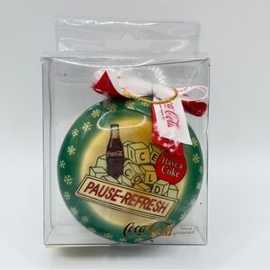 Vintage Coca-Cola Ornament | Pause Refresh Ribbon Holiday Ball | NIB 268941V